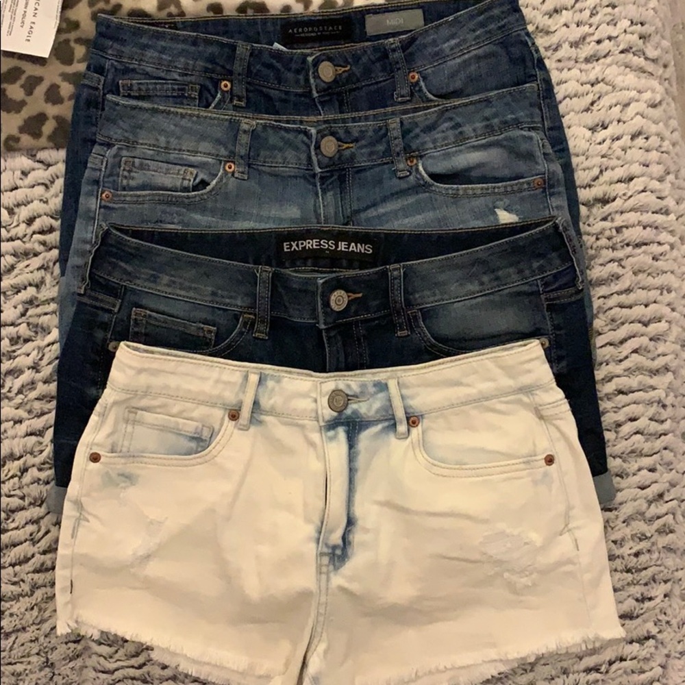 Lot of 4 denim jean shorts size 6- Aero/Express
